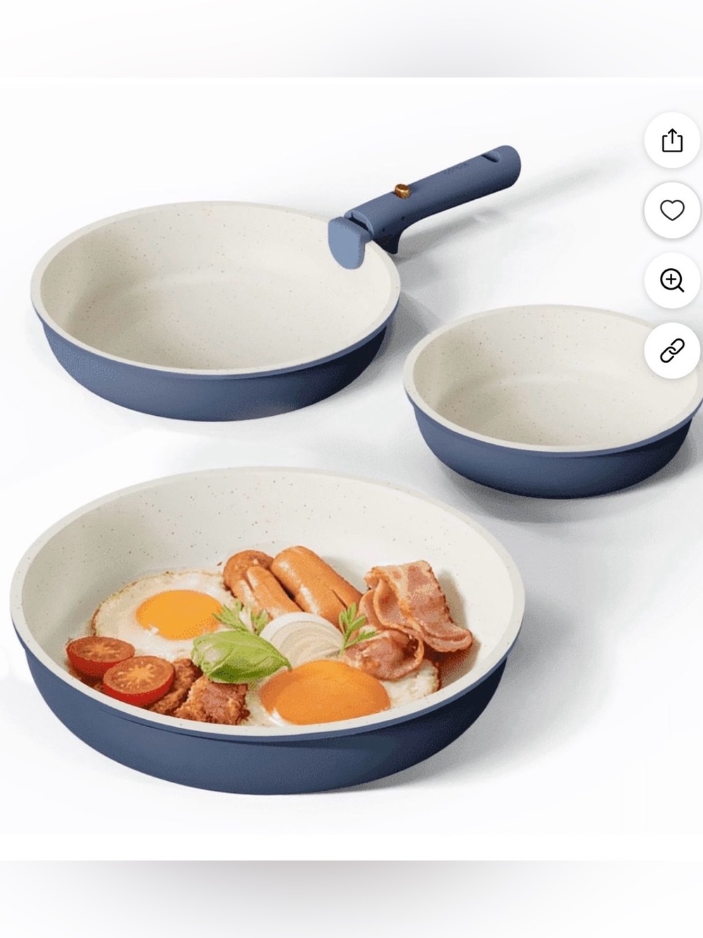 Nonstick Ceramic Frying Pan Set - Blue